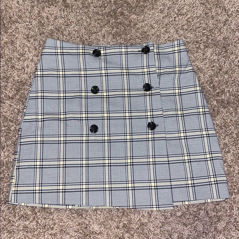 Plaid Button Front Skirt